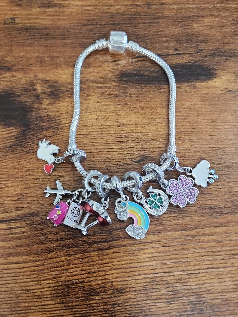 FIRM PRICE 925 Silver Snake Chain Bracelet For Women I added Charms.